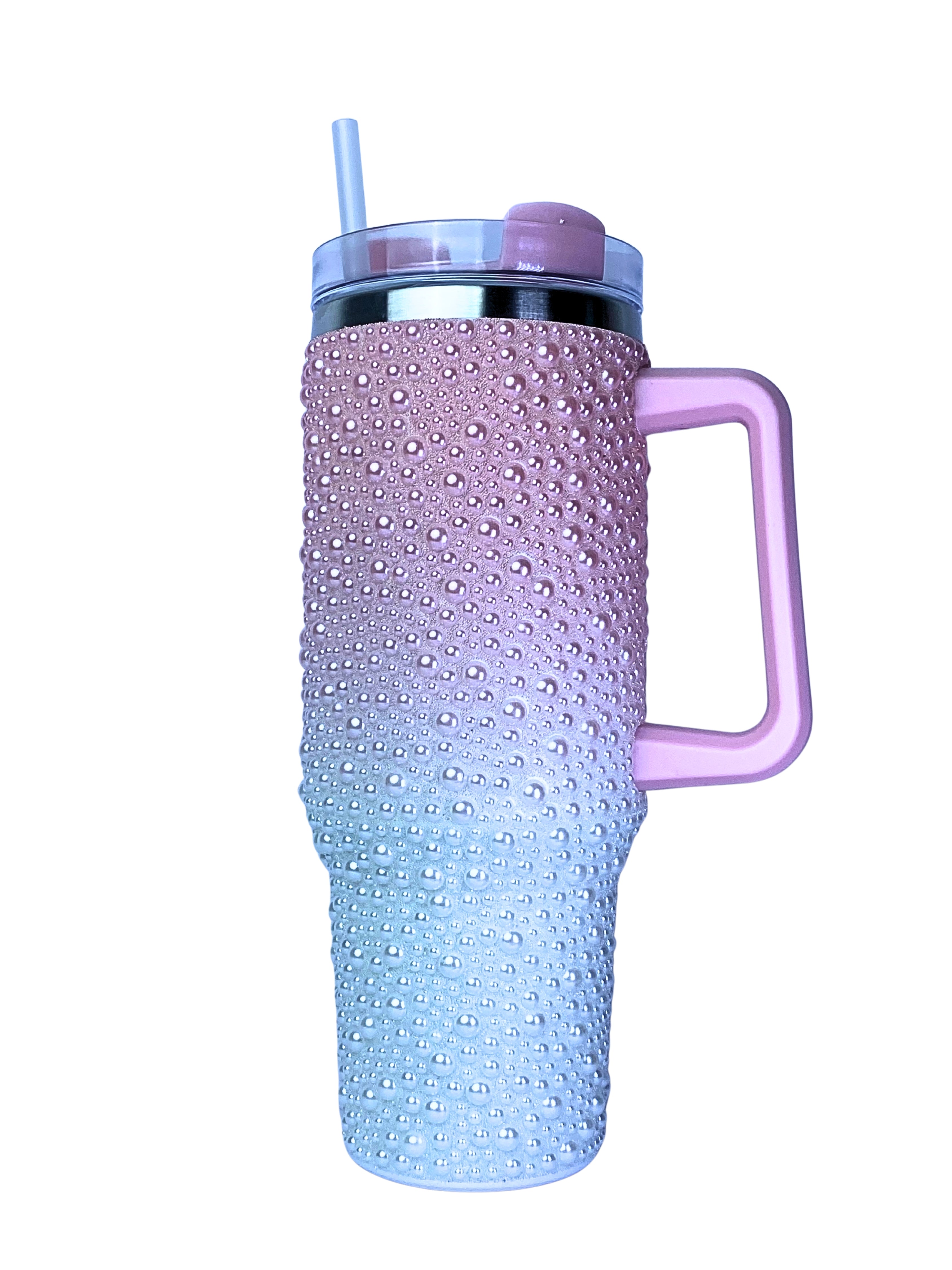 Dotted Glitter Tumbler with Handle & Straw | Insulated Tumbler