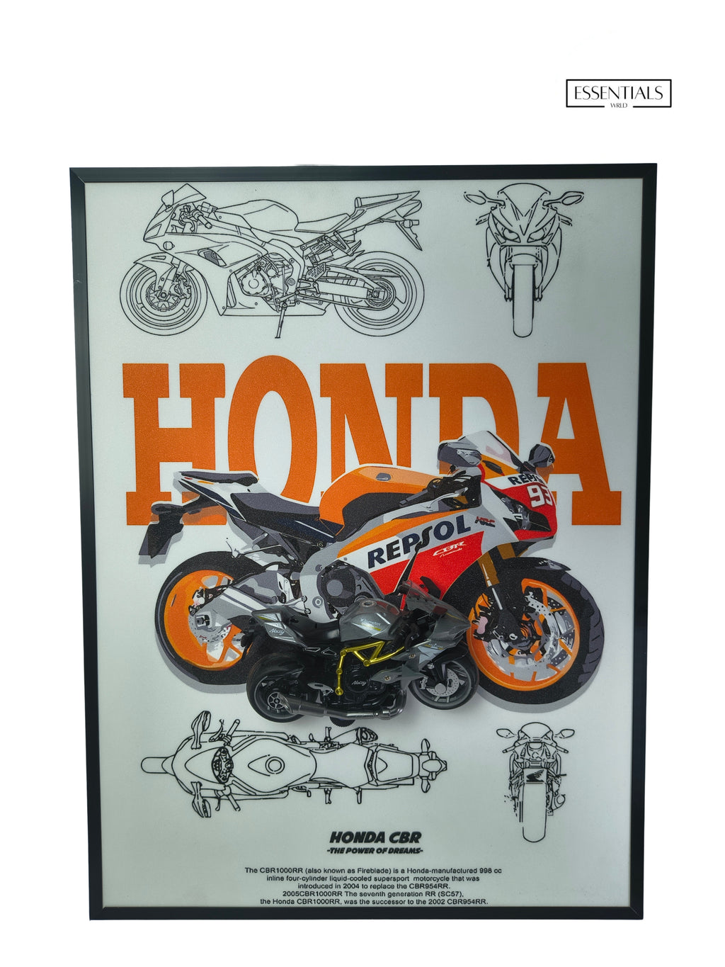 3D Bike Frame Wall Art | Premium Shadow Box for Home & Office Decor