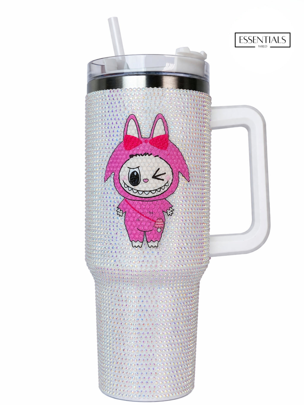 900ML Bling LA/BU/BU Rabbit Tumbler | Cute Stainless Steel Insulated Travel Mug with Straw
