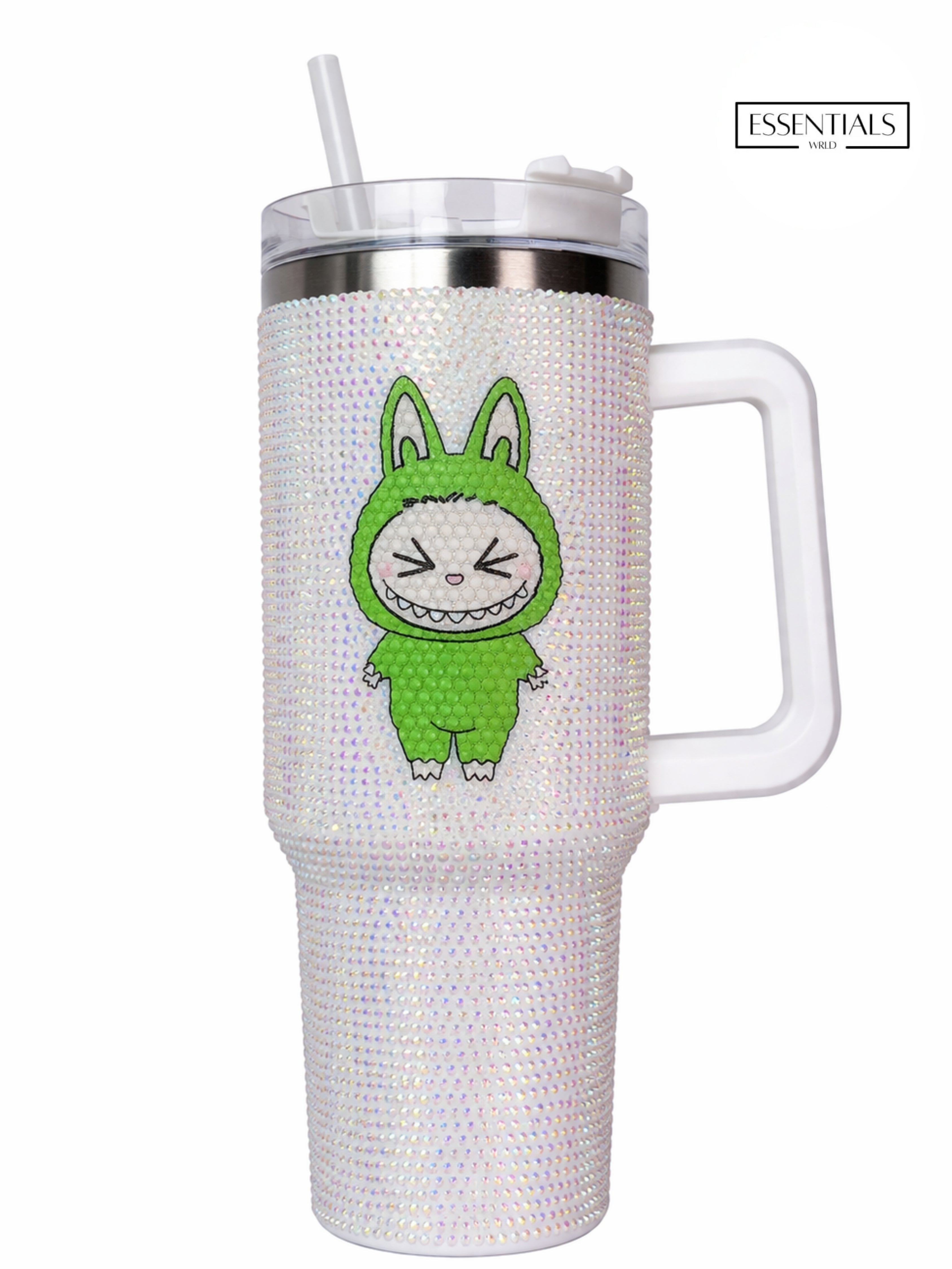 900ML Bling LA/BU/BU Rabbit Tumbler | Cute Stainless Steel Insulated Travel Mug with Straw