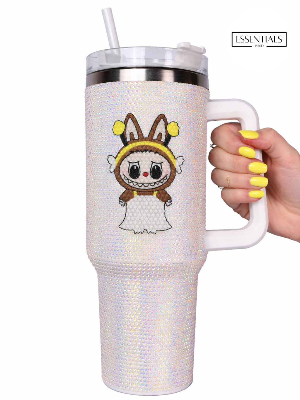 900ML Bling LA/BU/BU Rabbit Tumbler | Cute Stainless Steel Insulated Travel Mug with Straw