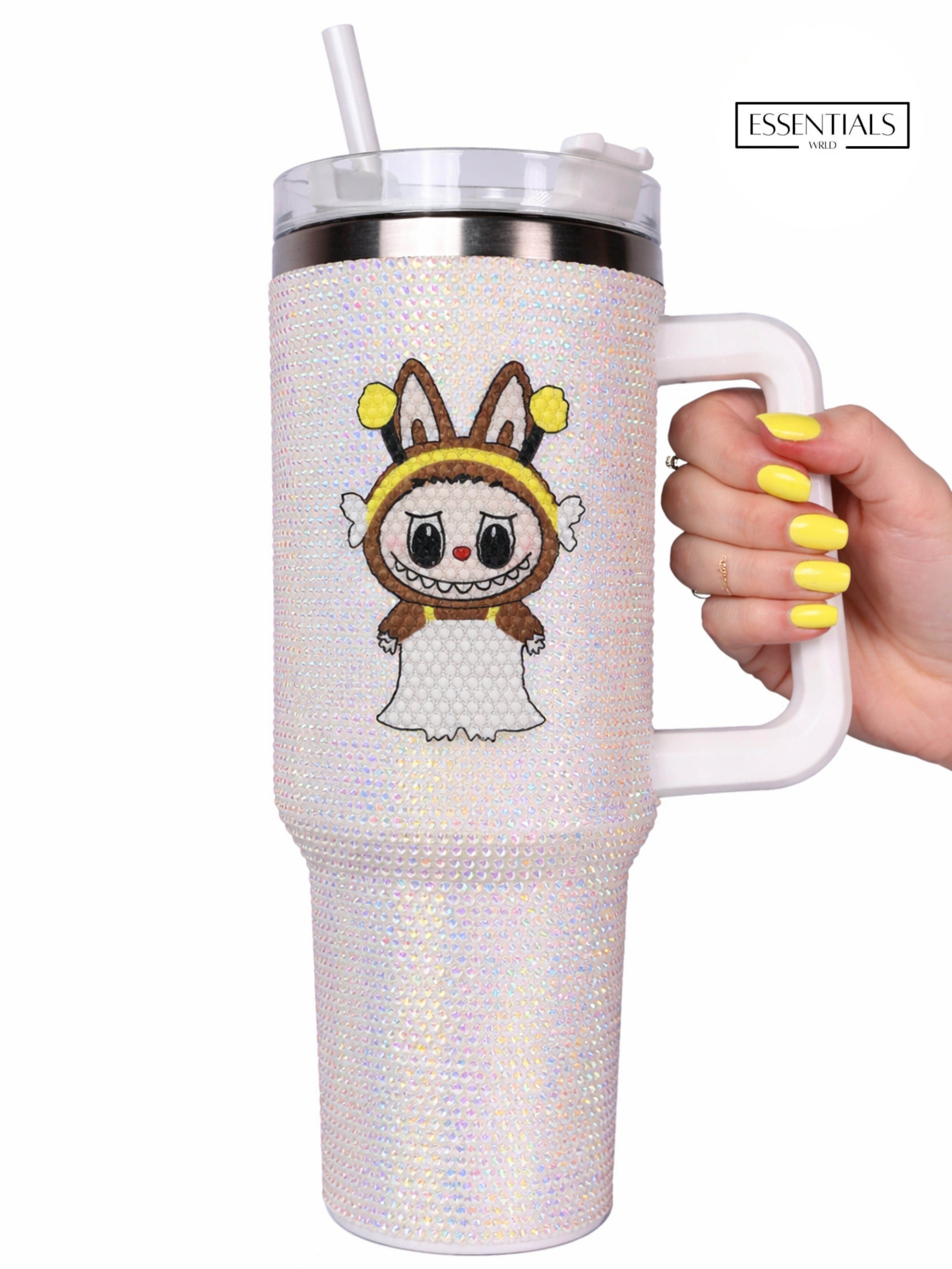 900ML Bling LA/BU/BU Rabbit Tumbler | Cute Stainless Steel Insulated Travel Mug with Straw
