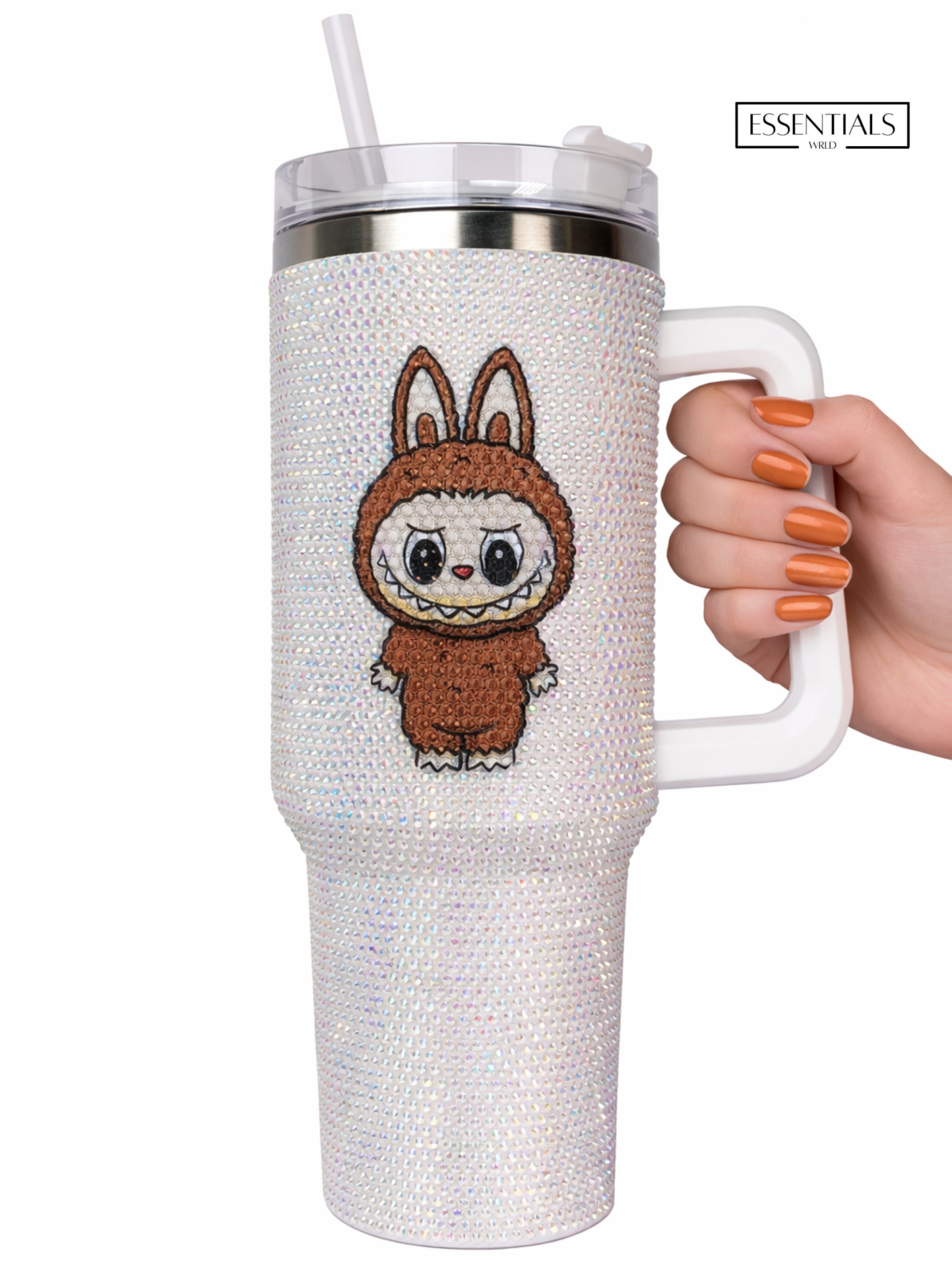 900ML Bling LA/BU/BU Rabbit Tumbler | Cute Stainless Steel Insulated Travel Mug with Straw