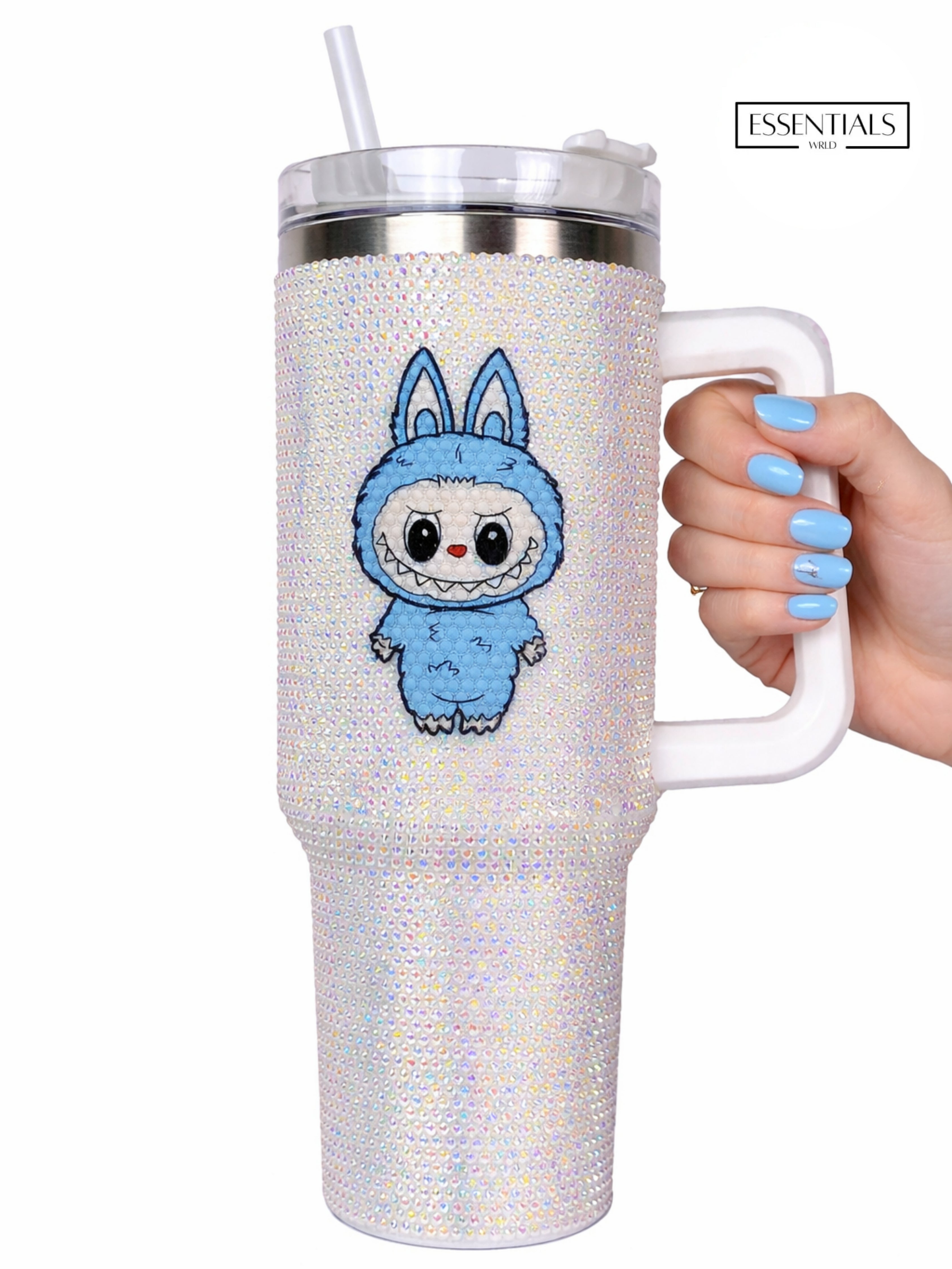 900ML Bling LA/BU/BU Rabbit Tumbler | Cute Stainless Steel Insulated Travel Mug with Straw