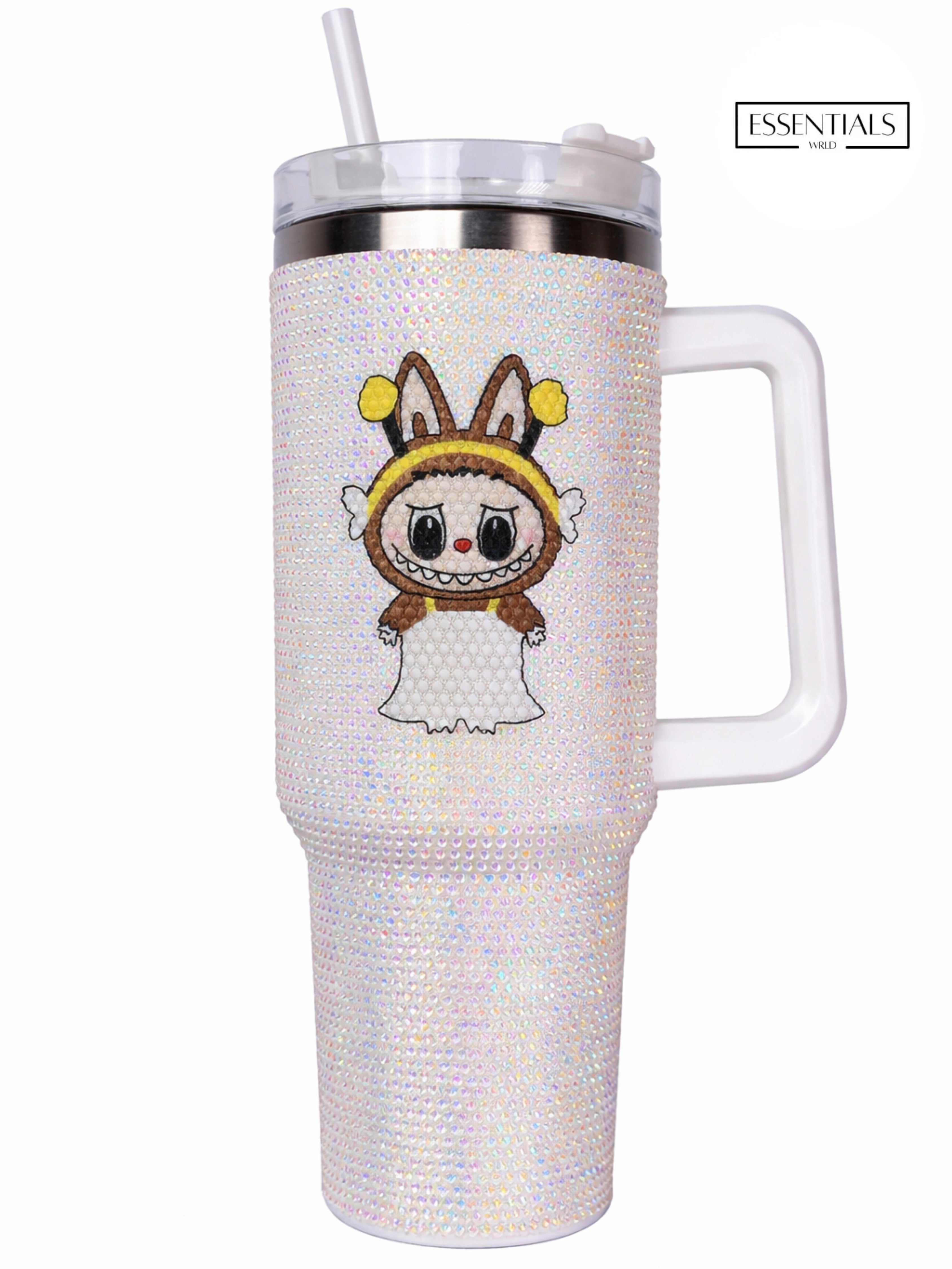 900ML Bling LA/BU/BU Rabbit Tumbler | Cute Stainless Steel Insulated Travel Mug with Straw