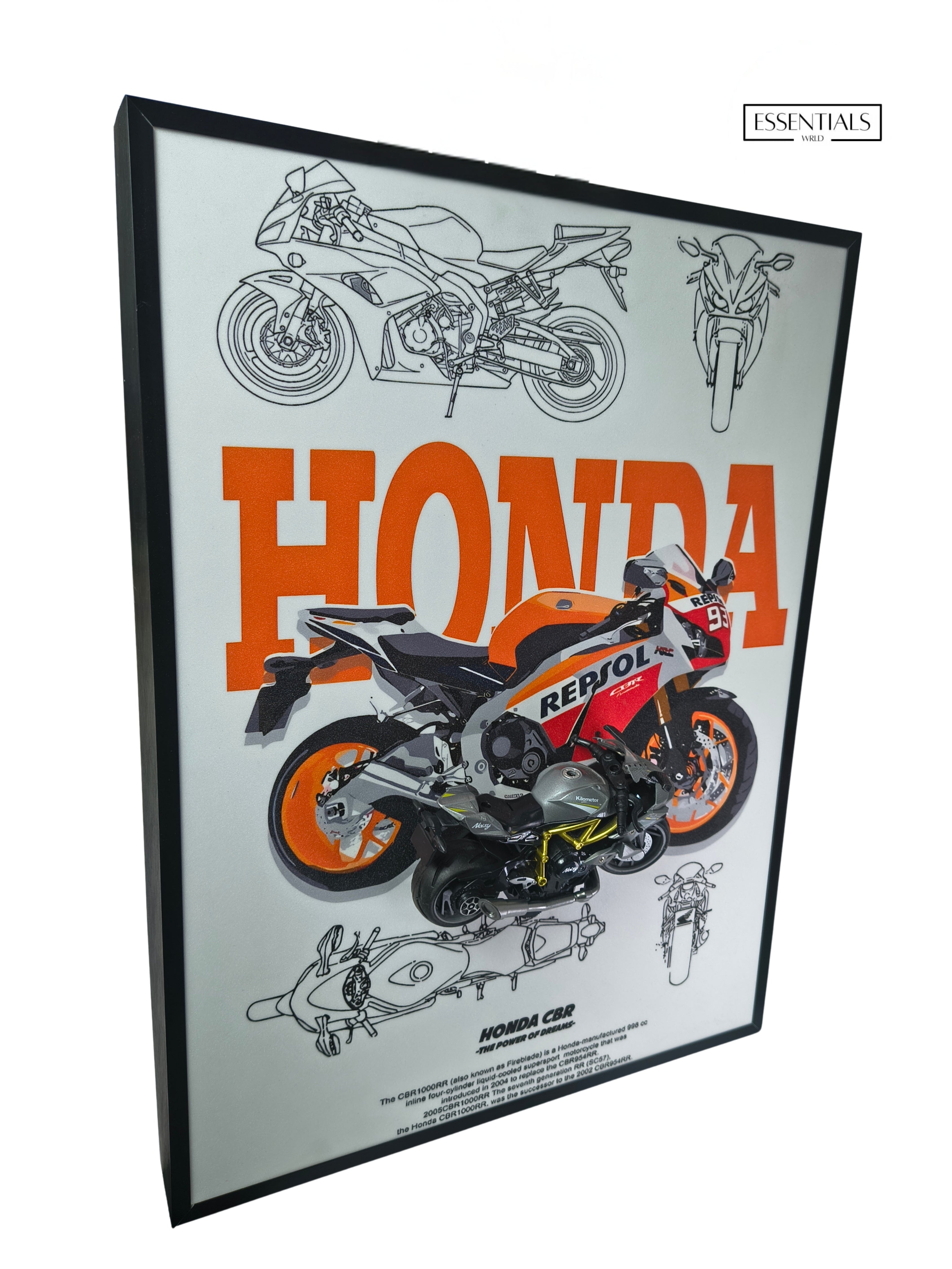 3D Bike Frame Wall Art | Premium Shadow Box for Home & Office Decor