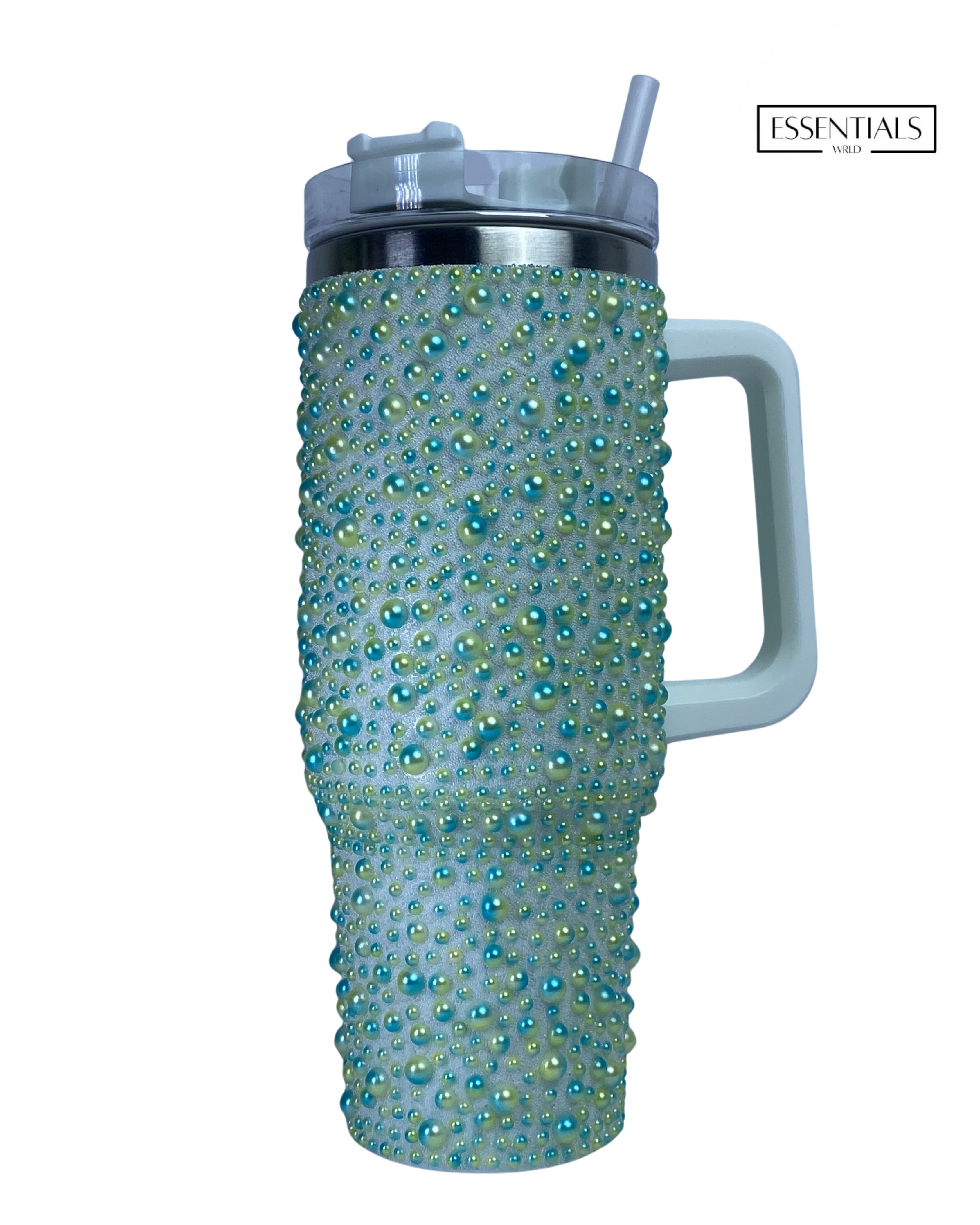 Dotted Glitter Tumbler with Handle & Straw | Insulated Tumbler