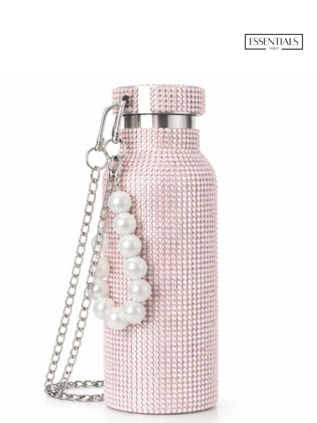 Sling Bling Water Bottle | 650ML | Stylish Insulated Bottle with Strap for Travel & Daily Use | Insulated with Silver Chain Strap & Pearl Charm | Birthday Anniversary Valentine Gift for Girlfriend Wife Sister
