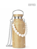 Sling Bling Water Bottle | 650ML | Stylish Insulated Bottle with Strap for Travel & Daily Use | Insulated with Silver Chain Strap & Pearl Charm | Birthday Anniversary Valentine Gift for Girlfriend Wife Sister