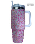 Dotted Glitter Tumbler with Handle & Straw | Insulated Tumbler