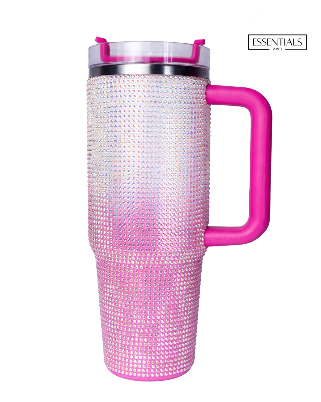 Bling Rhinestone Multicolour Tumbler with Handle & Straw