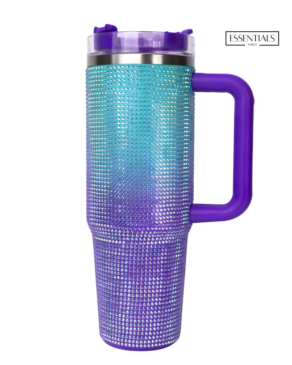Bling Rhinestone Multicolour Tumbler with Handle & Straw
