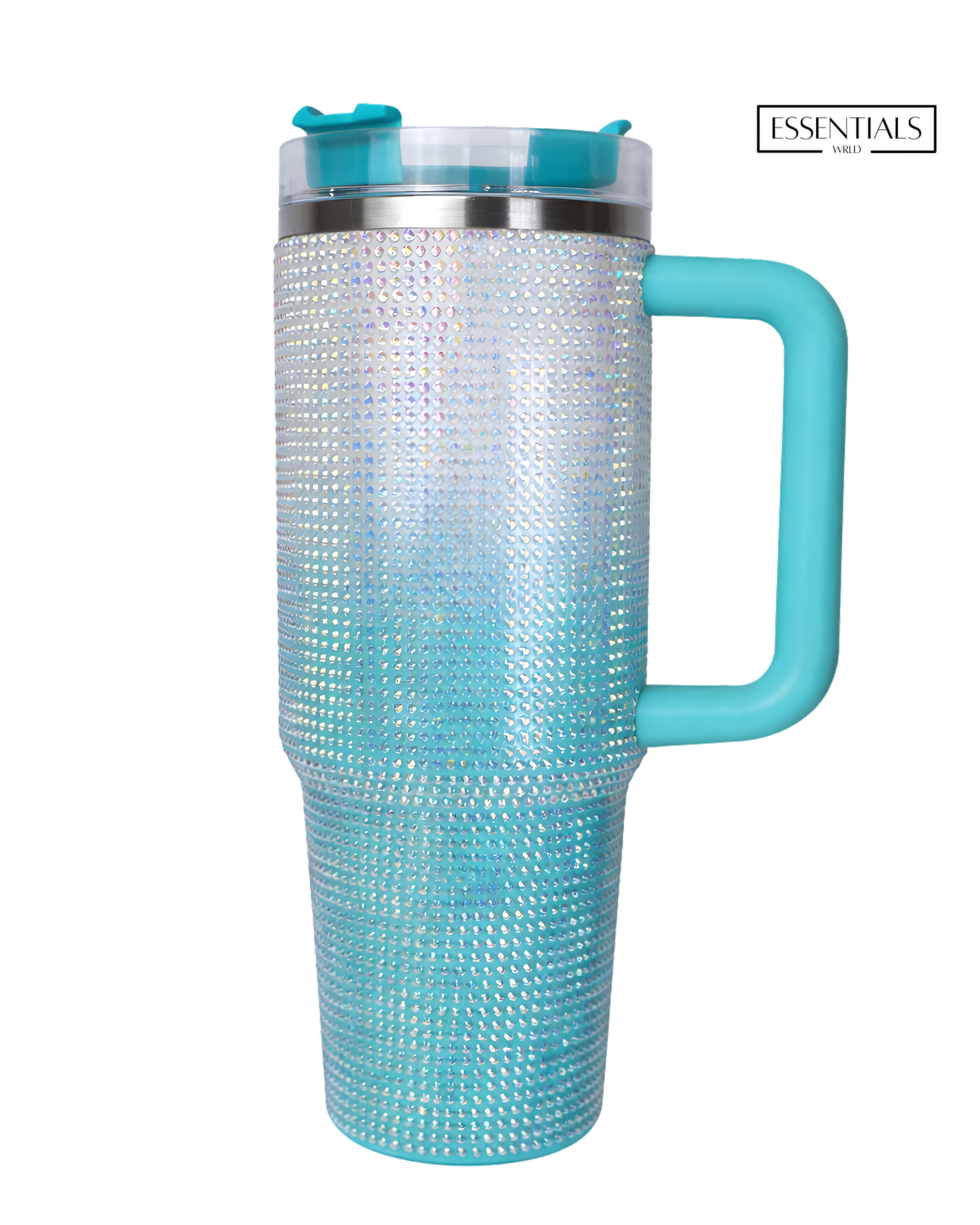 Bling Rhinestone Multicolour Tumbler with Handle & Straw