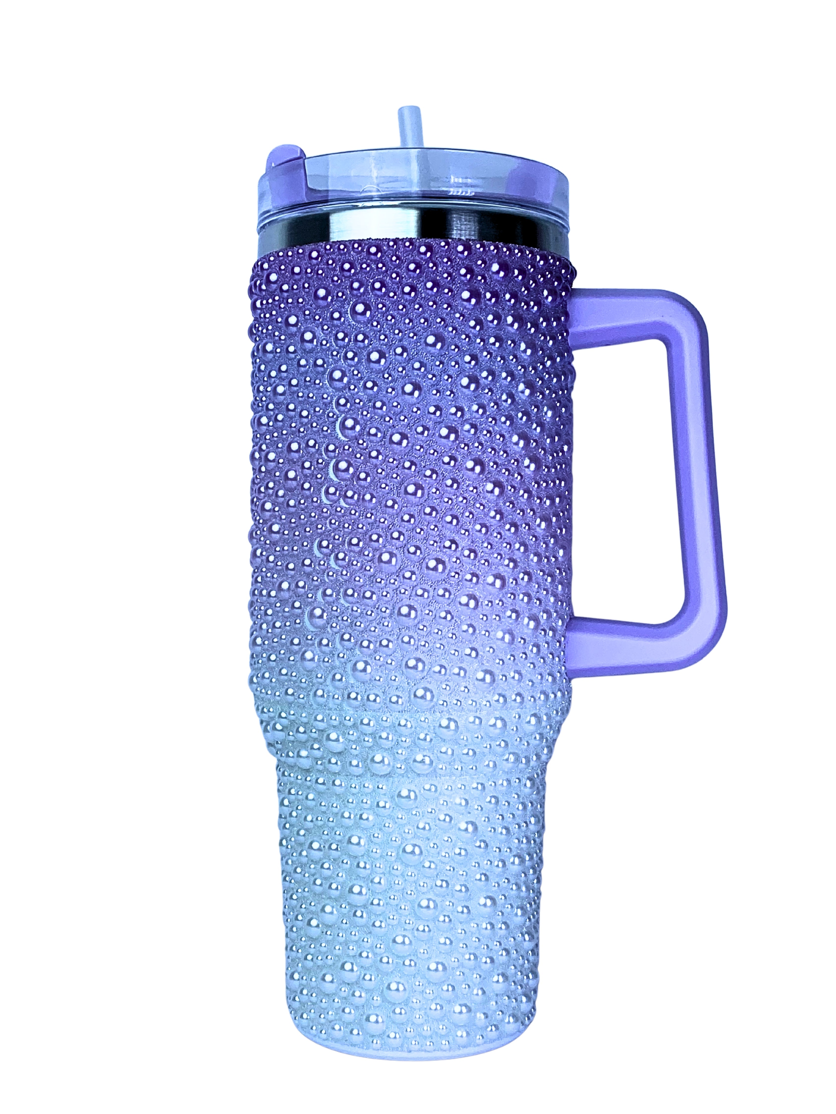 Dotted Glitter Tumbler with Handle & Straw | Insulated Tumbler