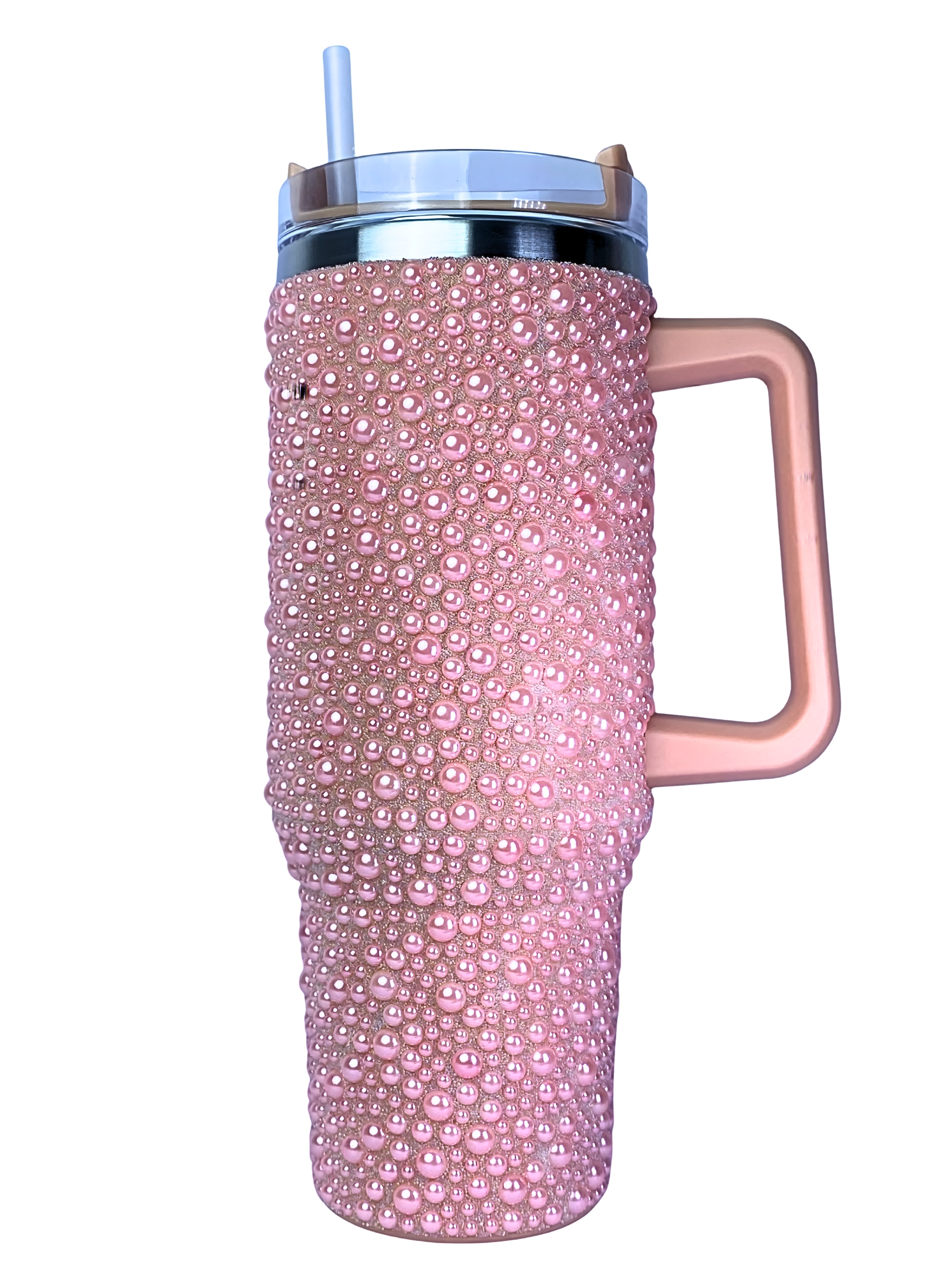Dotted Glitter Tumbler with Handle & Straw | Insulated Tumbler