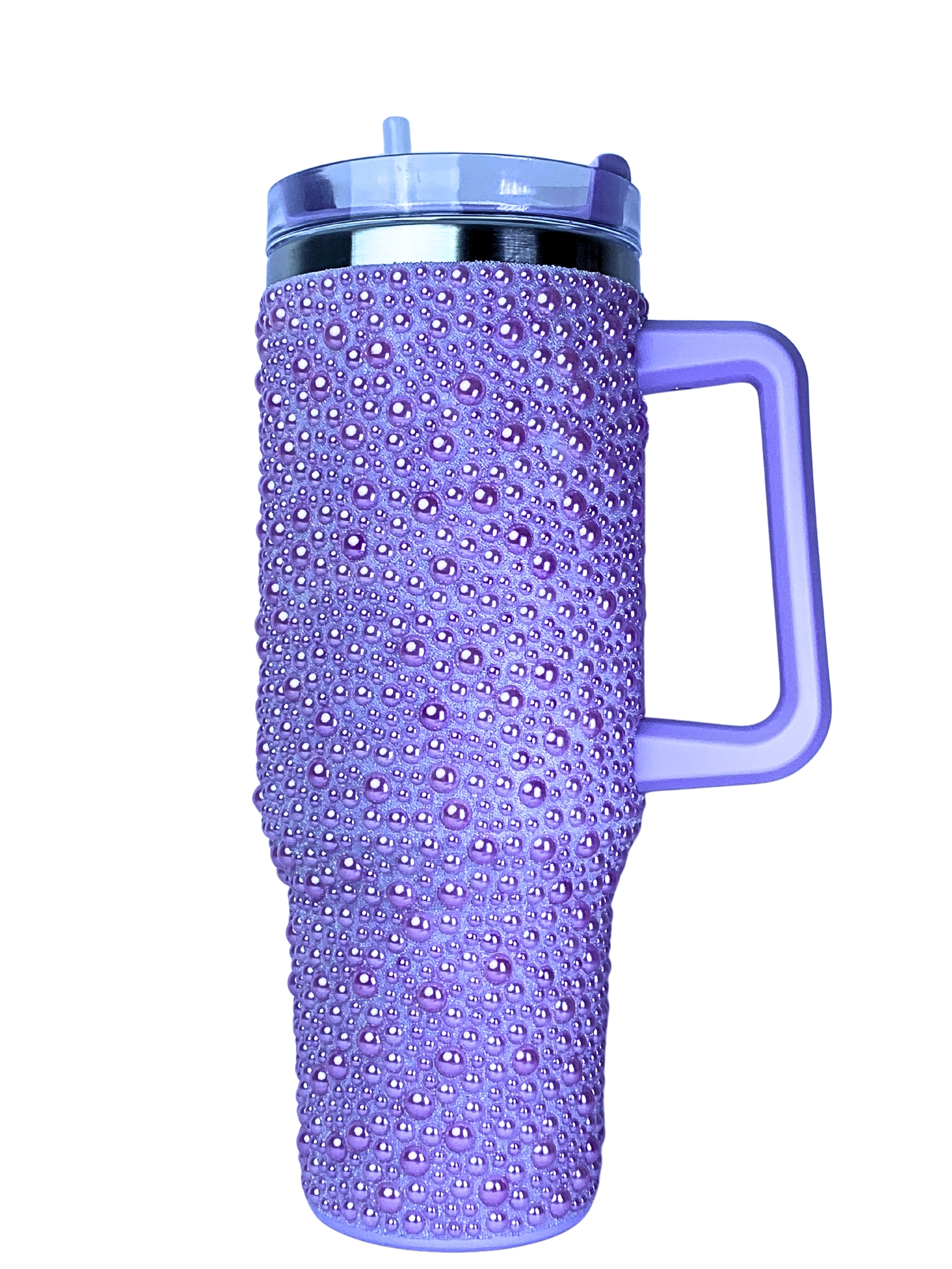 Dotted Glitter Tumbler with Handle & Straw | Insulated Tumbler
