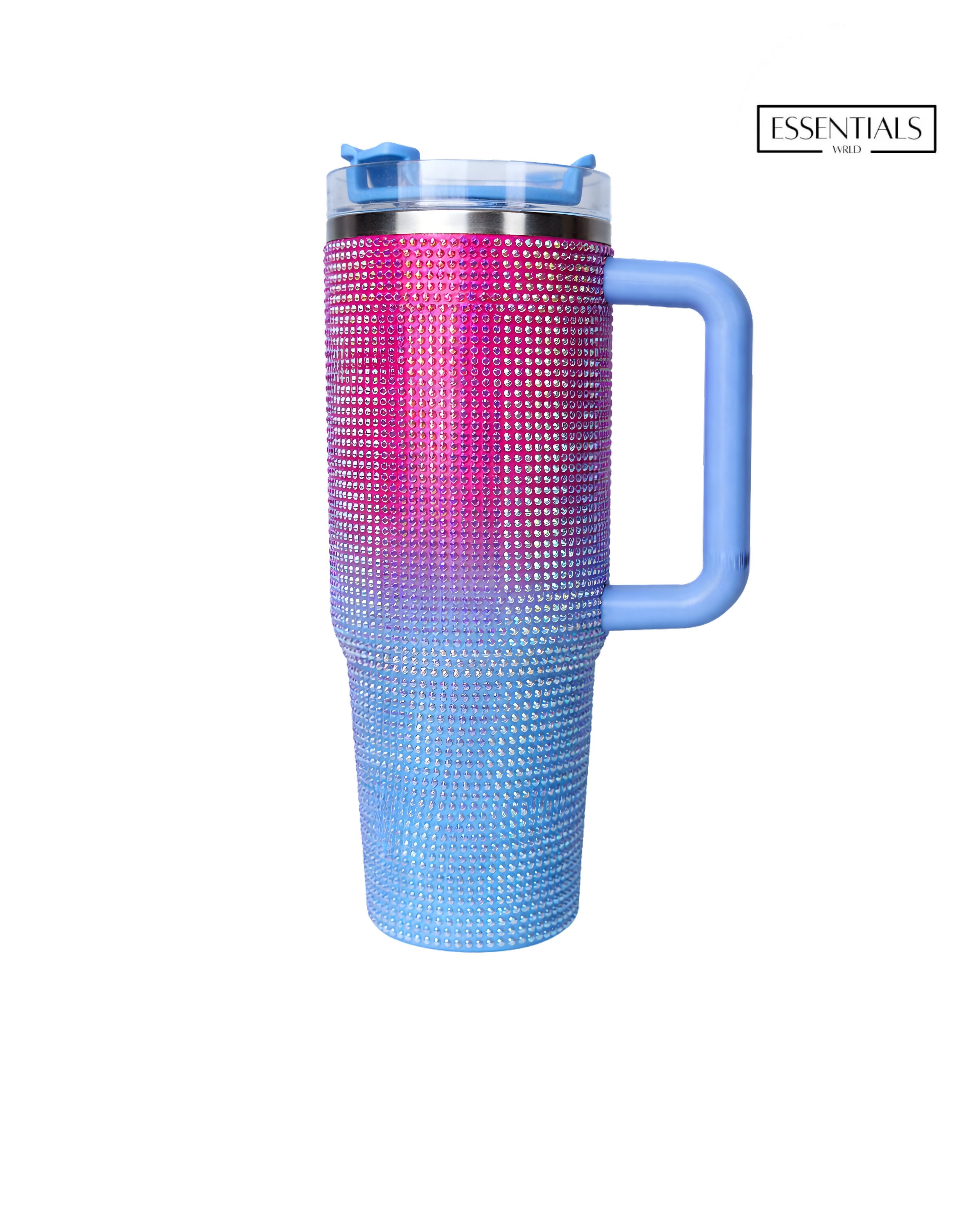 Bling Rhinestone Multicolour Tumbler with Handle & Straw