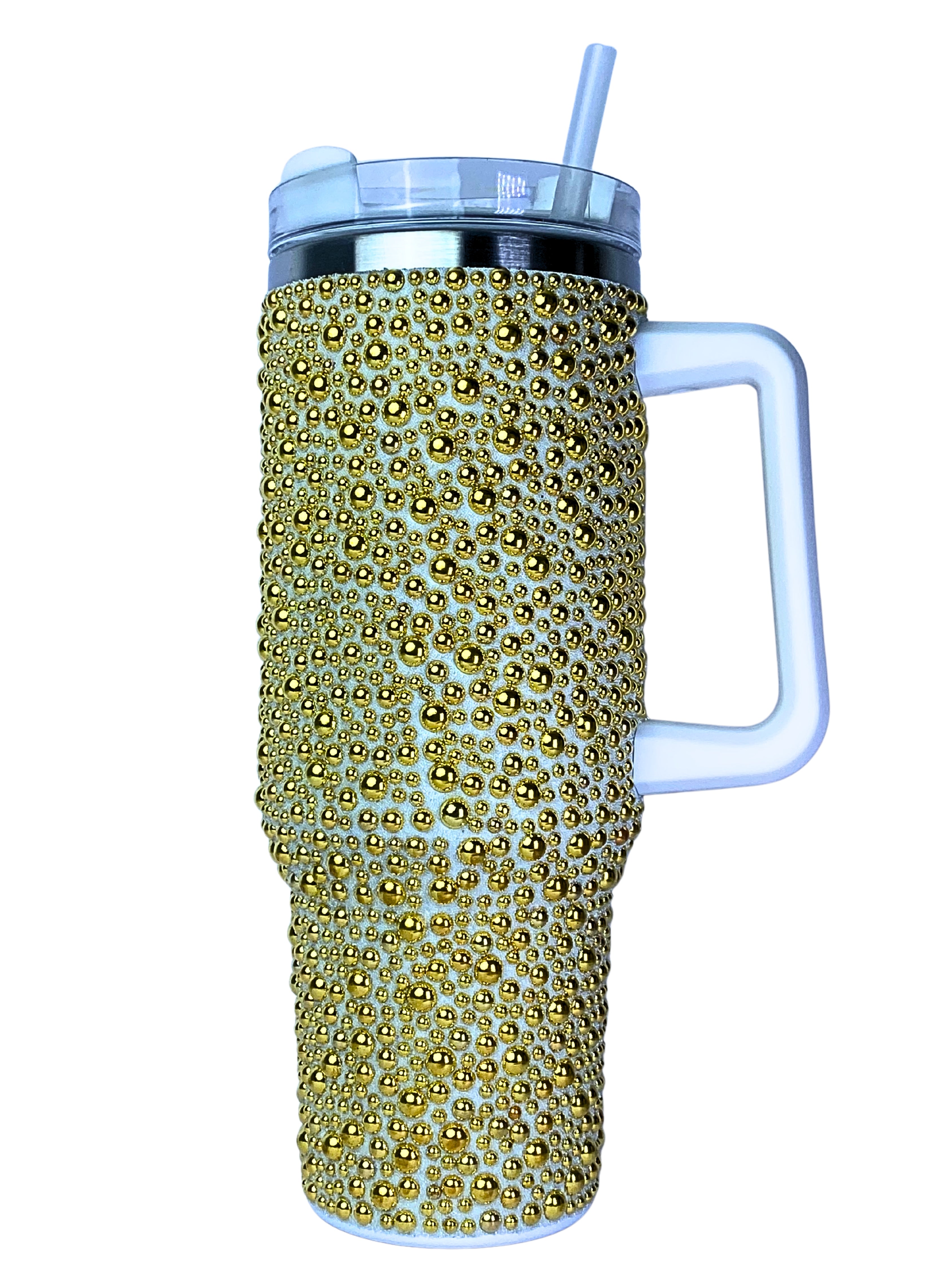 Dotted Glitter Tumbler with Handle & Straw | Insulated Tumbler